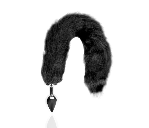 Fox Tail with Metal Butt Plug - Black
