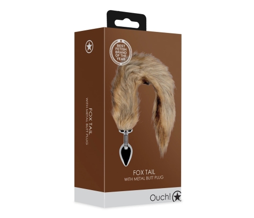 Fox Tail with Metal Butt Plug - Brown