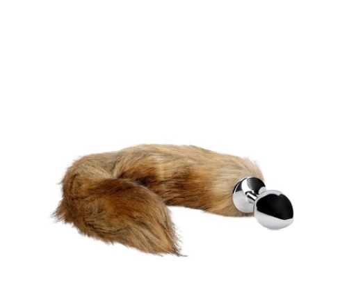 Fox Tail with Metal Butt Plug - Brown