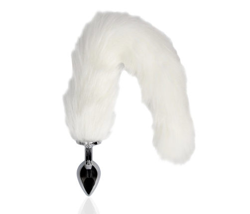 Fox Tail with Metal Butt Plug - White