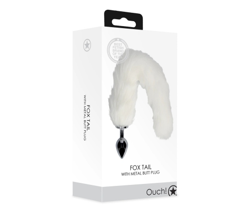 Fox Tail with Metal Butt Plug - White