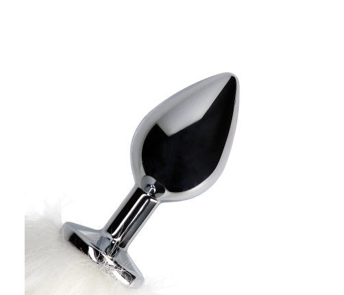 Fox Tail with Metal Butt Plug - White