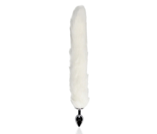 Fox Tail with Metal Butt Plug - White