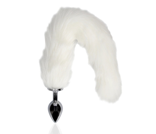Fox Tail with Metal Butt Plug - White
