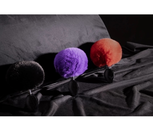 Bunny Tail with Metal Butt Plug - Black