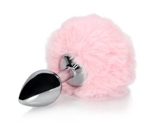 Bunny Tail with Metal Butt Plug - Pink