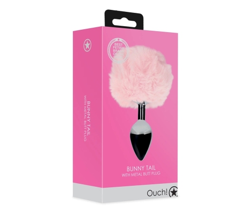 Bunny Tail with Metal Butt Plug - Pink