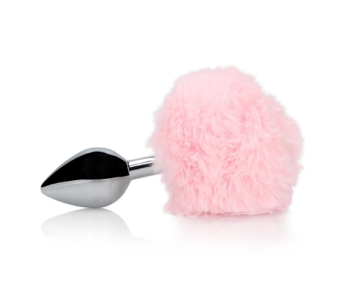 Bunny Tail with Metal Butt Plug - Pink