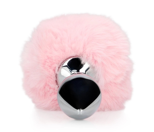 Bunny Tail with Metal Butt Plug - Pink