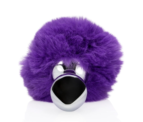 Bunny Tail with Metal Butt Plug - Purple