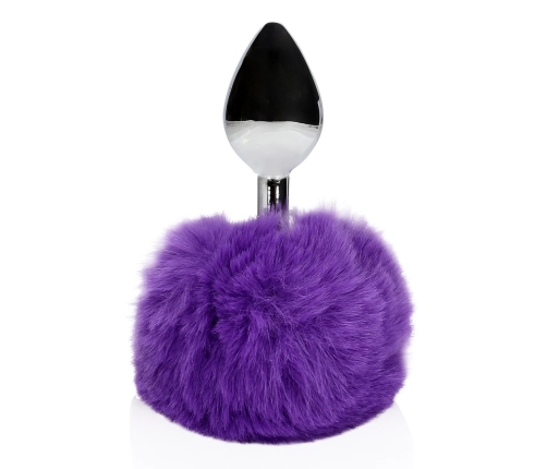 Bunny Tail with Metal Butt Plug - Purple
