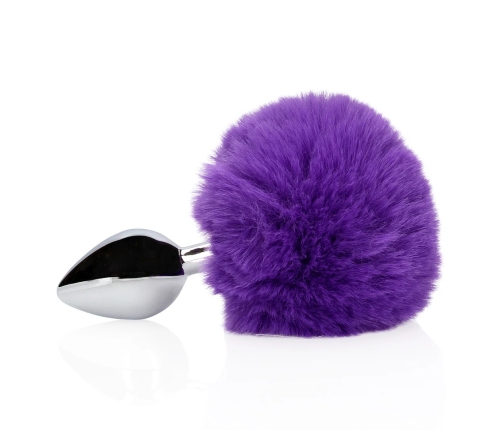 Bunny Tail with Metal Butt Plug - Purple