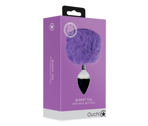 Bunny Tail with Metal Butt Plug - Purple