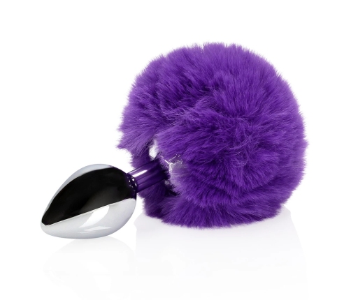 Bunny Tail with Metal Butt Plug - Purple