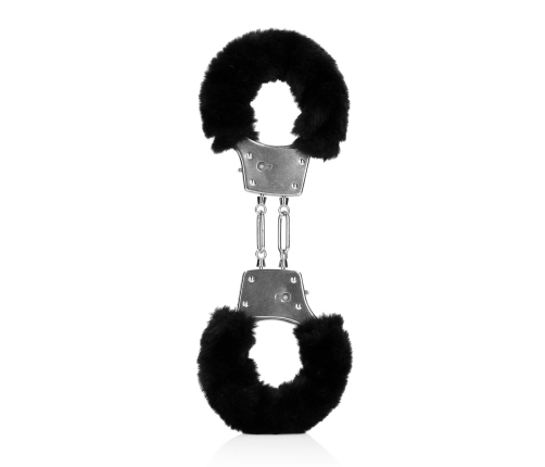 Furry Metal Hand Cuffs - Black