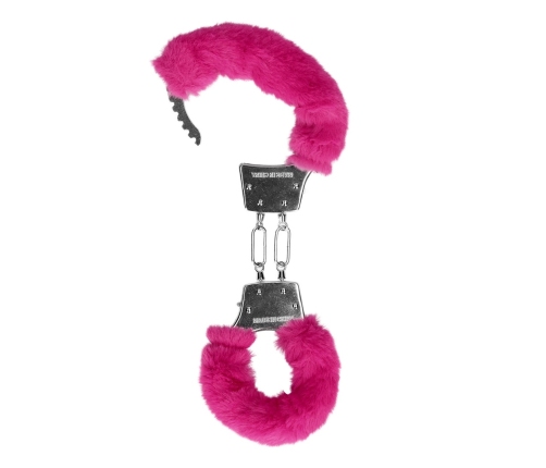 Furry Metal Hand Cuffs - Pink