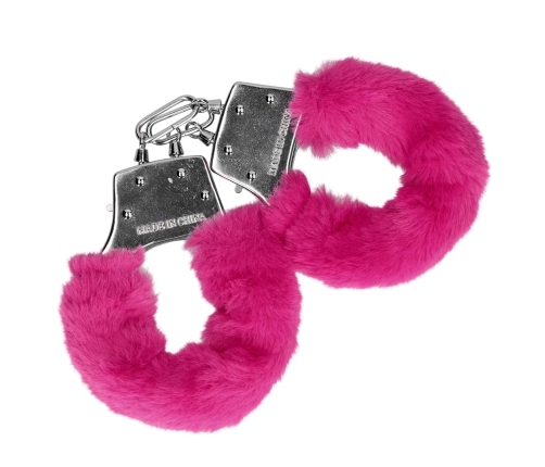 Furry Metal Hand Cuffs - Pink