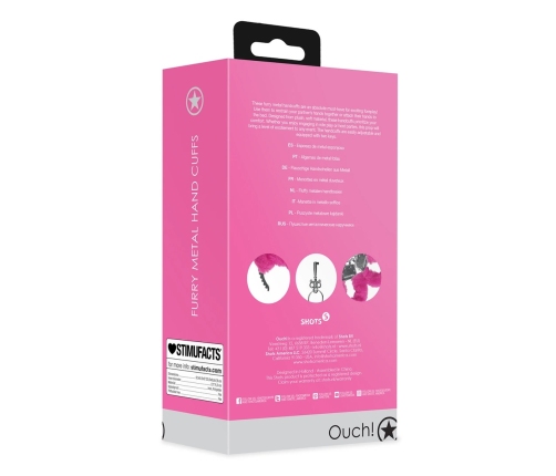 Furry Metal Hand Cuffs - Pink