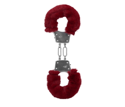 Furry Metal Hand Cuffs - Red