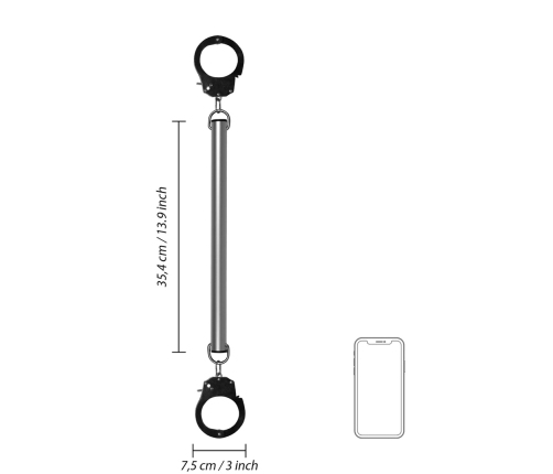 Spreader Bar with Hand or Ankle Cuffs - Silver