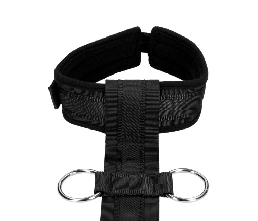 Restraint Harness with Collar and Hand Cuffs - Black