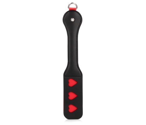 Hearts Paddle with Metal Anal Plug - Black