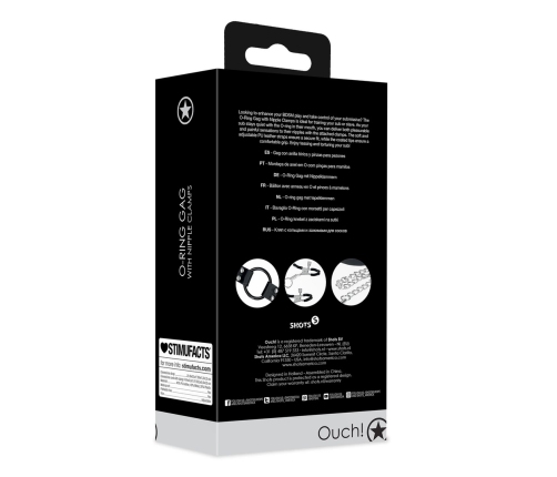 O-Ring Gag with Nipple Clamps - Black
