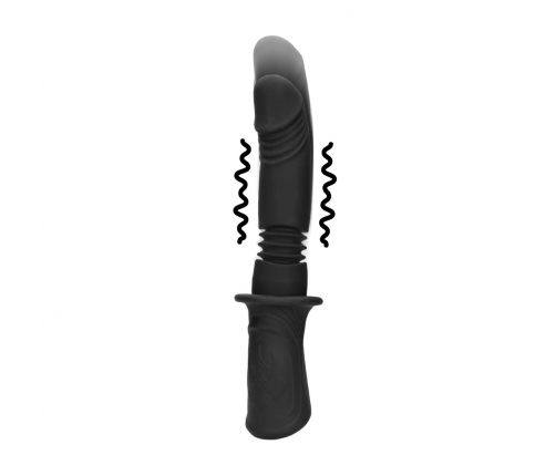 Shots Handheld Intimate Device Vibrating & Thrusting Black, 13 Modes