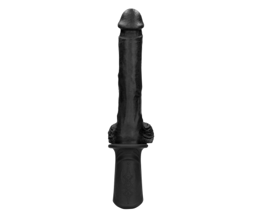 Shots Handheld Black Liquid Silicone Intimate Thrusting Device 13 Modes