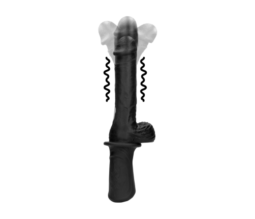 Shots Handheld Black Liquid Silicone Intimate Thrusting Device 13 Modes
