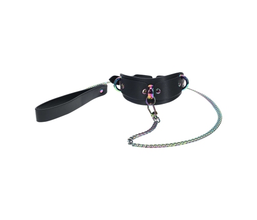 Ouch! Venice Collection Black Adjustable Collar with Leash Set