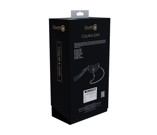 Ouch! Venice Collection Black Adjustable Collar with Leash Set