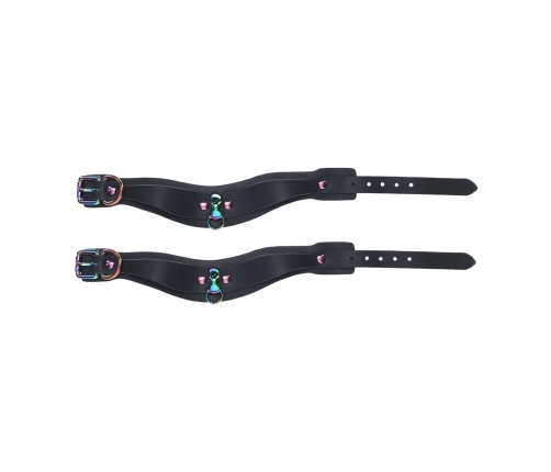 Ouch! Venice Collection Handcuffs Black Bonded Leather Iridescent Finish