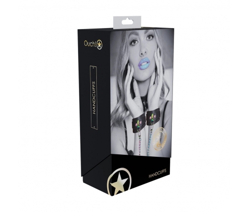 Ouch! Venice Collection Handcuffs Black Bonded Leather Iridescent Finish