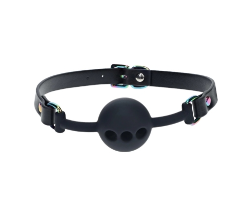 Ouch! Venice Collection Silicone Ball Gag Black - Adjustable Leather Strap
