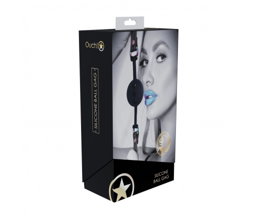 Ouch! Venice Collection Silicone Ball Gag Black - Adjustable Leather Strap