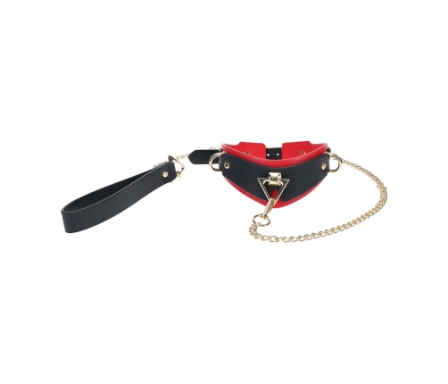 Ouch! Milan Collection Adjustable Collar with Leash Black/Red