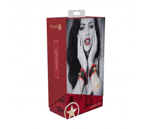 Ouch! Milan Collection Secure Handcuffs Black/Red, Bonded Leather, Fashion Finish
