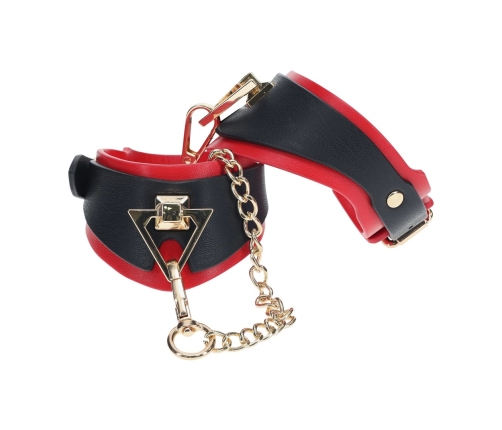 Ouch! Milan Collection Secure Handcuffs Black/Red, Bonded Leather, Fashion Finish