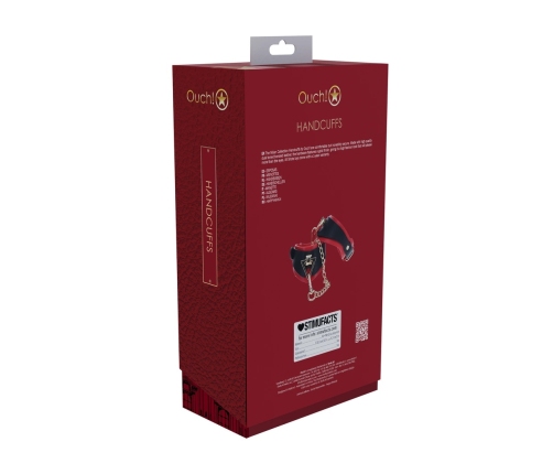 Ouch! Milan Collection Secure Handcuffs Black/Red, Bonded Leather, Fashion Finish