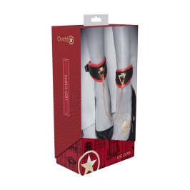 Ouch! Milan Collection Adjustable Leg Cuffs Black/Red Bonded Leather