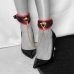 Ouch! Milan Collection Adjustable Leg Cuffs Black/Red Bonded Leather