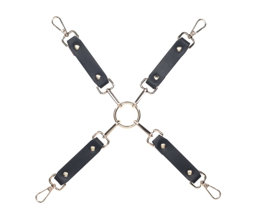 Ouch! Milan Collection 4-Way Hogtie Connectors Black/Red - Bonded Leather