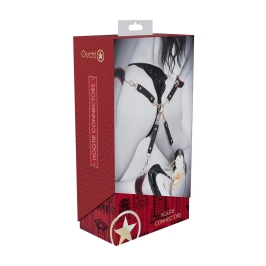 Ouch! Milan Collection 4-Way Hogtie Connectors Black/Red - Bonded Leather