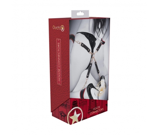 Ouch! Milan Collection 4-Way Hogtie Connectors Black/Red - Bonded Leather