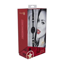 Ouch! Milan Collection Silicone Breathable Ball Gag Black/Red Adjustable