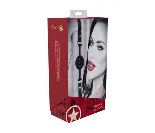Ouch! Milan Collection Silicone Breathable Ball Gag Black/Red Adjustable