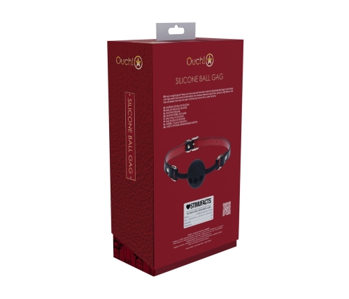 Ouch! Milan Collection Silicone Breathable Ball Gag Black/Red Adjustable
