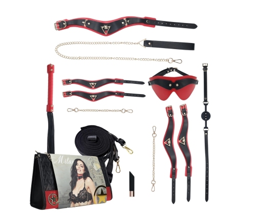 Ouch! Milan Collection Premium Bondage Kit with Luxury Bag Black/Red