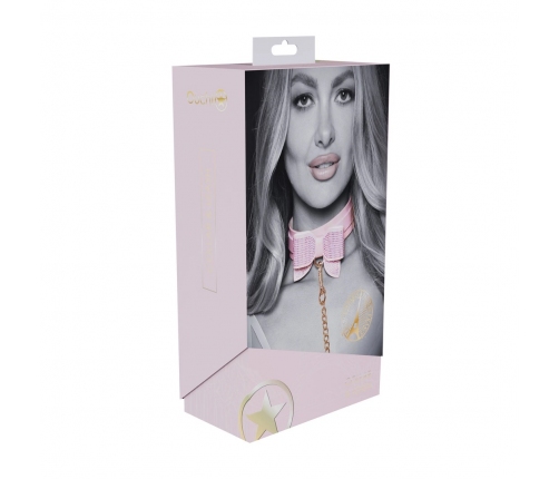 Ouch! Paris Collection Bonded Leather Collar & Leash Pink Iridescent